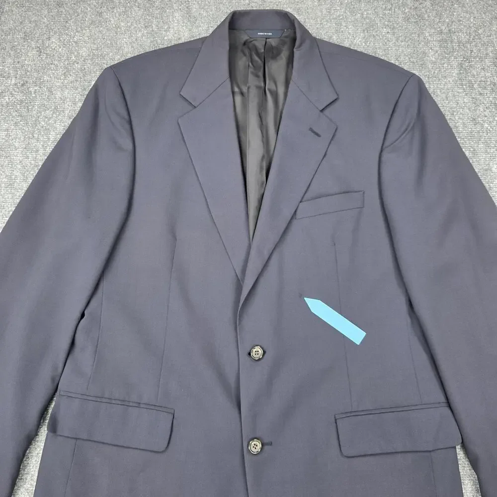 Brooks Brothers Blazer Mens 42L Blue Worsted Wool Two Button Suit Jacket USA
